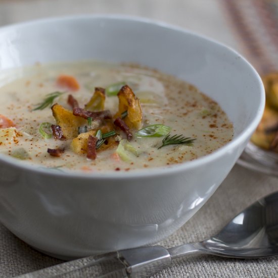 Baked Potato Soup /Cheesy Croutons