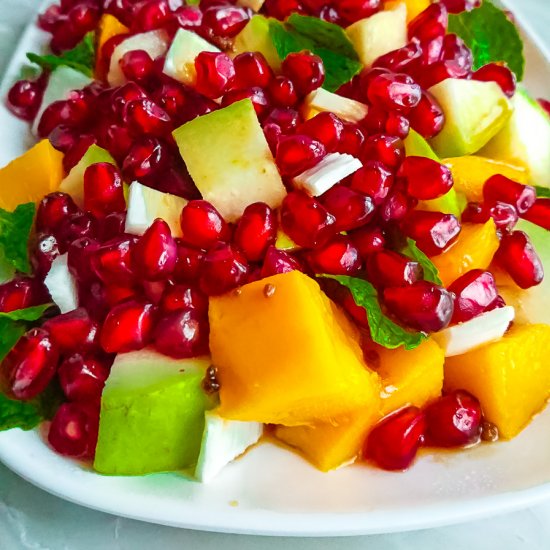 pomegranate salad with mango, cocon