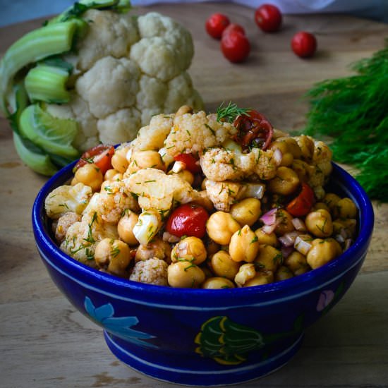 cauliflower and garbanzo bean salad