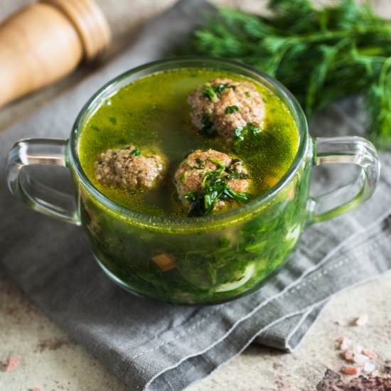 Chicken Meatballs Spinach Soup