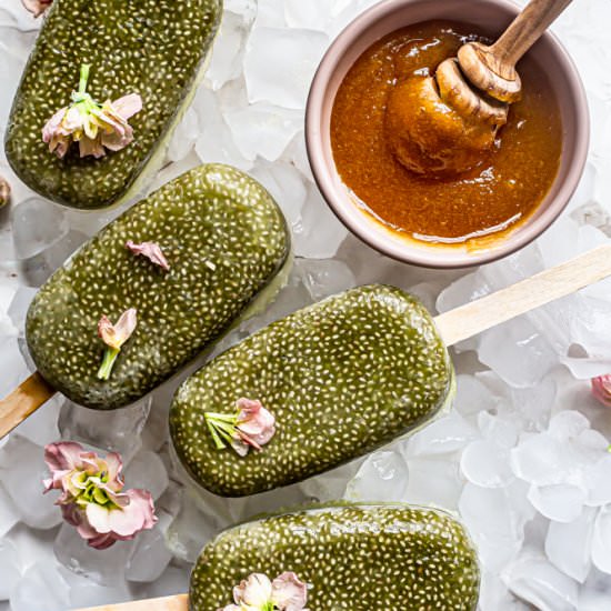 Matcha Manuka Chia Popsicles