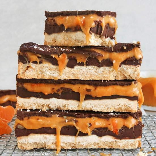 Vegan Orange Caramel Twix Bars