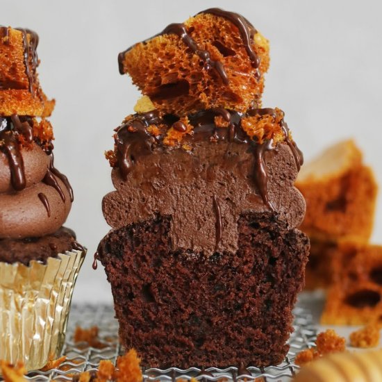 Vegan Honeycomb Cupcakes