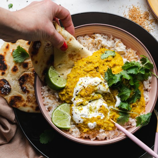 Red Lentil Dal with Coconut Rice