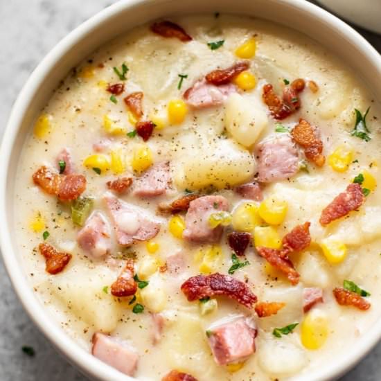 easy ham and corn chowder