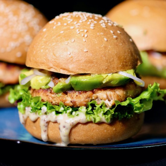 Salmon and avocado burgers