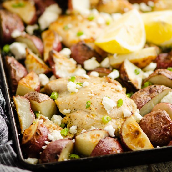 Lemon Feta Sheet Pan Chicken Potato