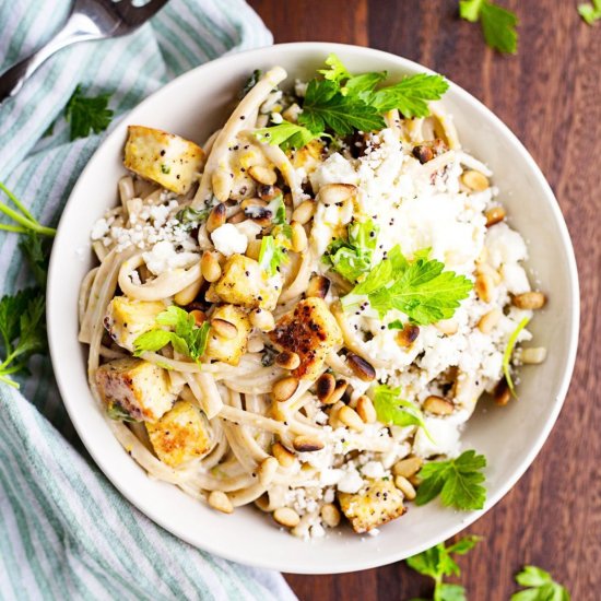 No Meat Pasta With Crispy Tofu