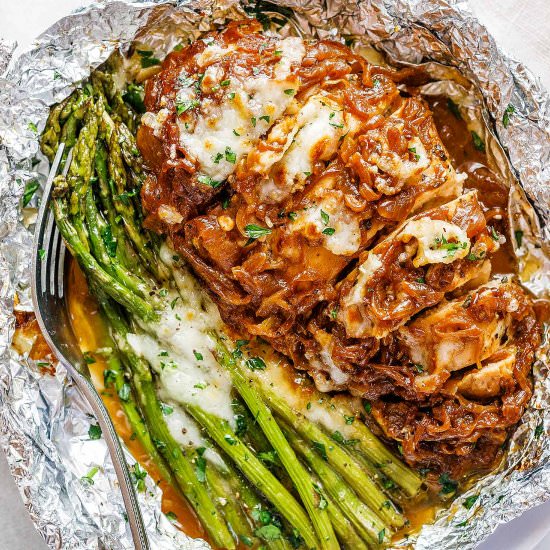 French Onion Chicken Foil Packets