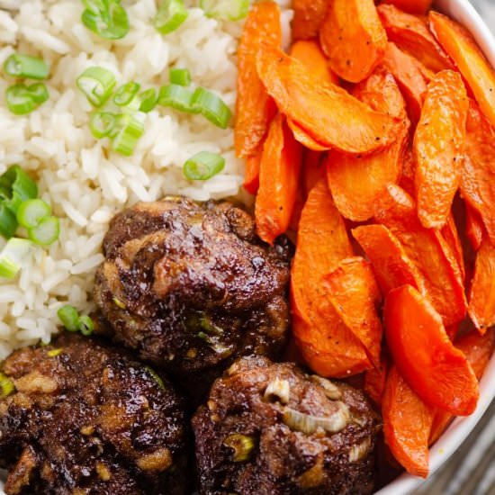 Glazed Hoisin Meatball Bowls