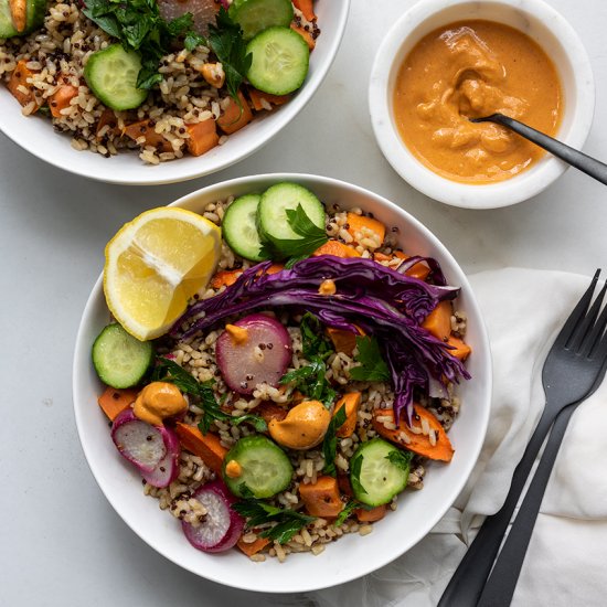 Veggie, Quinoa and Brown Rice Bowl