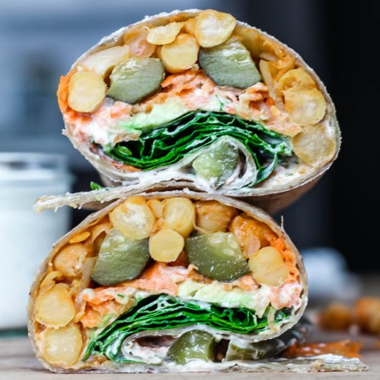 Vegan Buffalo Chickpea Wraps