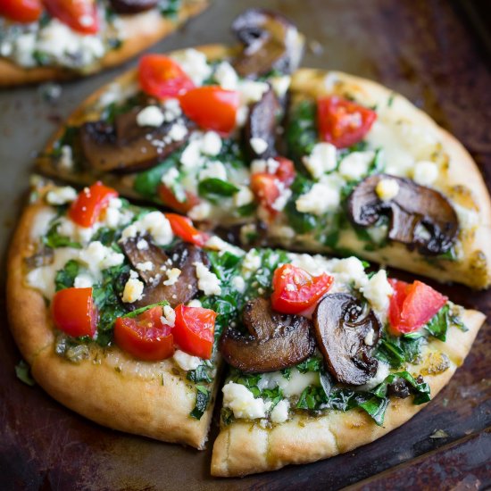 Pesto Pita Pizza with Feta