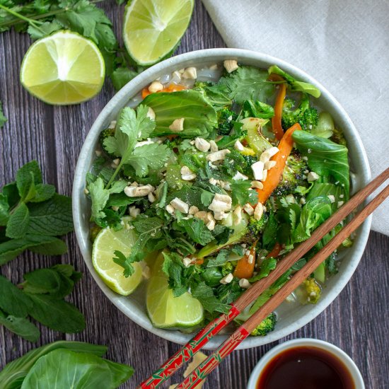 VEGAN PHO RICE NOODLE SOUP