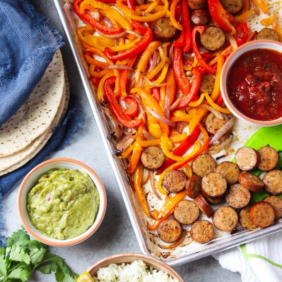 Sheet Pan Chicken Sausage Fajitas