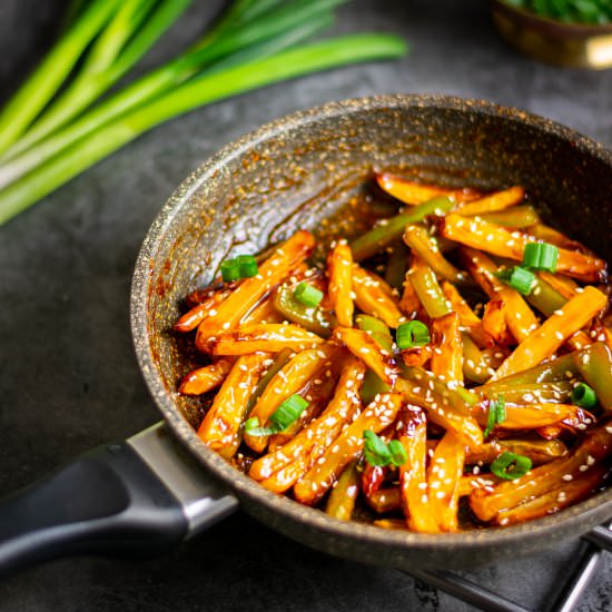 Honey chili potato in air-fryer