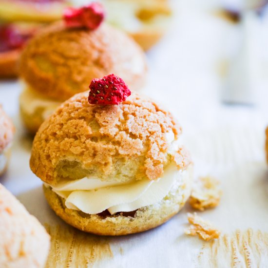 Strawberry shortcake cream puffs