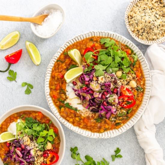 Simple Red Pepper and Spinach Dahl