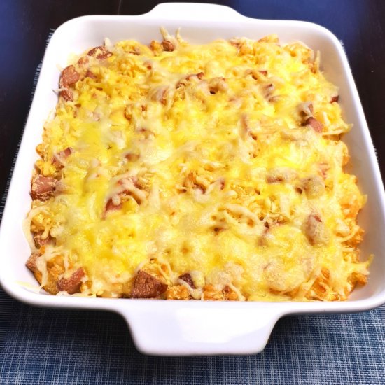 Easy 4 ingredient macaroni bake