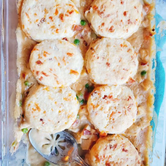 Chicken Pot Pie with Bacon Biscuits