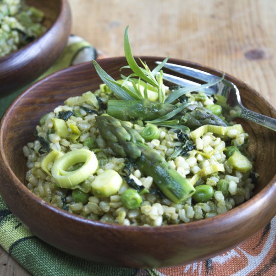 Brown Rice Risotto w Spring Veggies