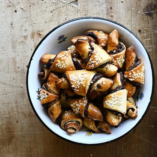 Chocolate tahini rugelach