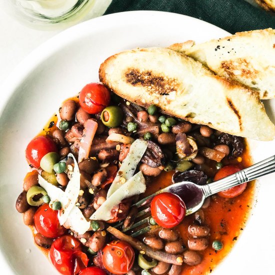 Puttanesca Style Beans and Toast