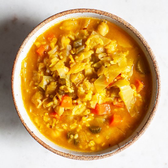 Spicy Cabbage Chickpea Soup