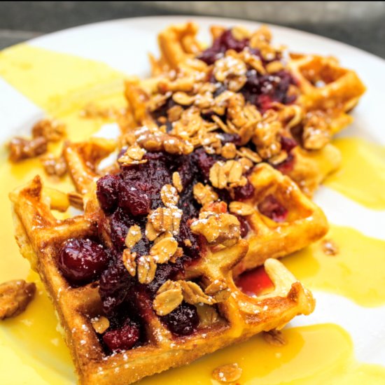 Cranberry Waffles With Orange Curd