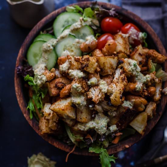 Roast cauliflower salad with zingy