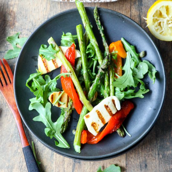 Roasted Asparagus & Halloumi Salad