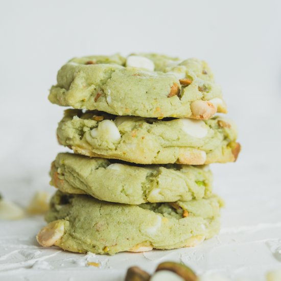 White chocolate pistachio cookies