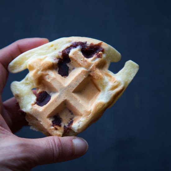 Easy Sweet Red Bean Mochi Waffles