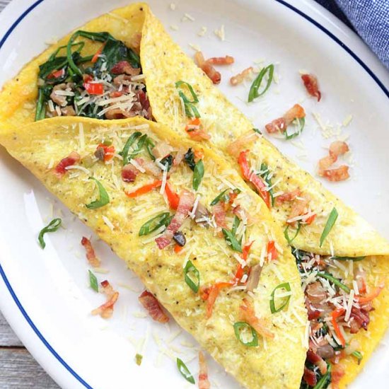 Egg Bacon Spinach Omelette