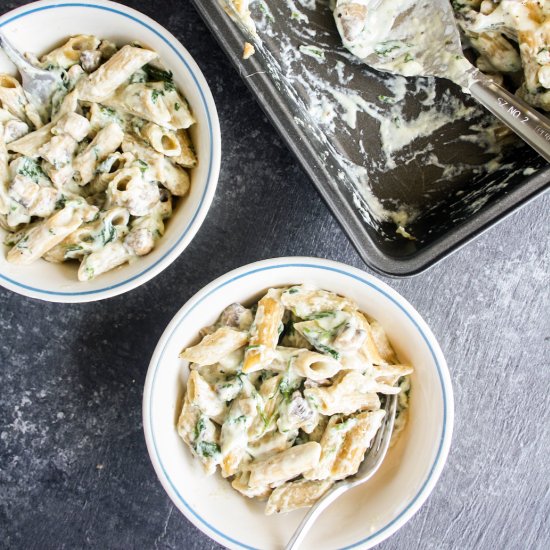 Cheesy Spinach Mushroom Pasta