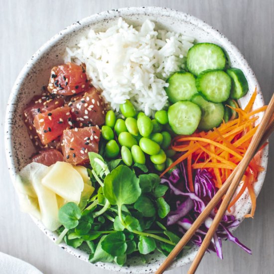 Ahi Tuna and Watercress Poke Bowl