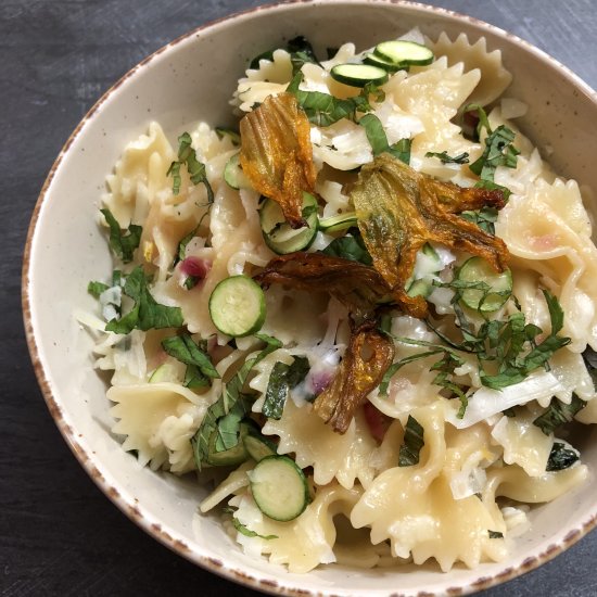 Zucchini Flower and Mint Pasta