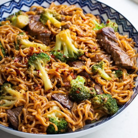 Beef and Broccoli Ramen Stir Fry