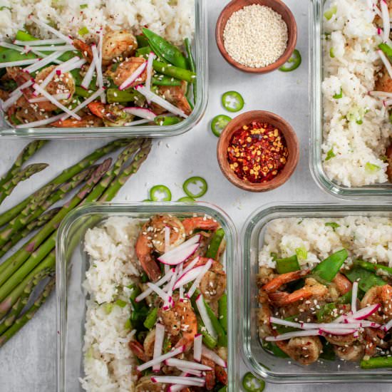 Pesto Shrimp w/Snow Peas Asparagus