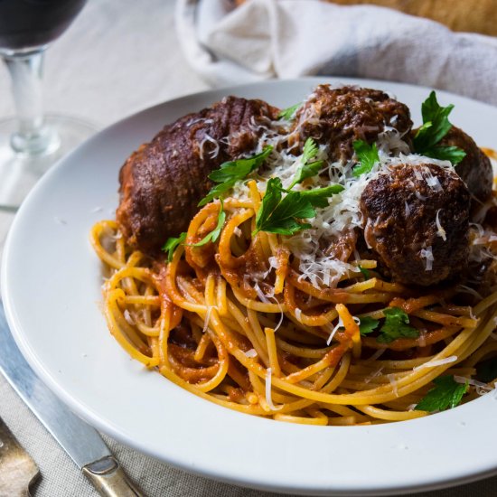 Sunday Meatballs and Bracciole