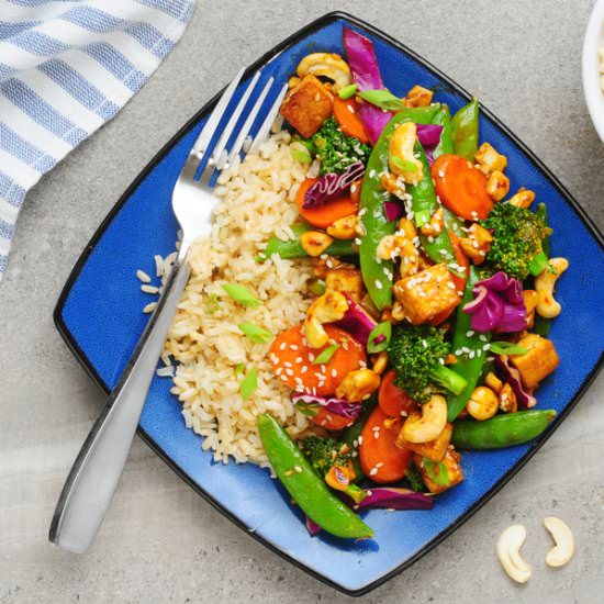 Spicy Honey Cashew Tofu