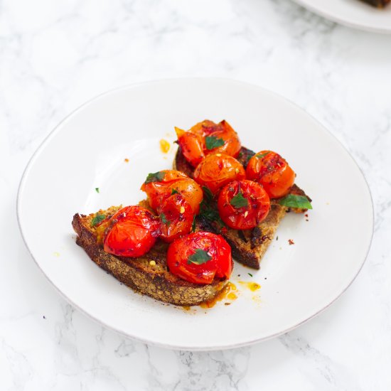 Pan Roasted Tomatoes on Toast