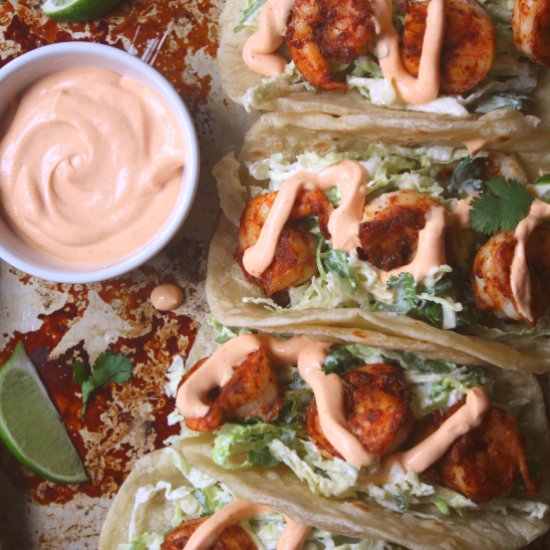 Spicy Sriracha Shrimp Tacos