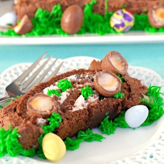 Easter Creme Egg Swiss Roll