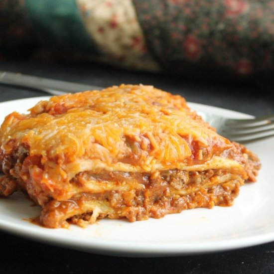 Cheesy Enchilada Lasagna