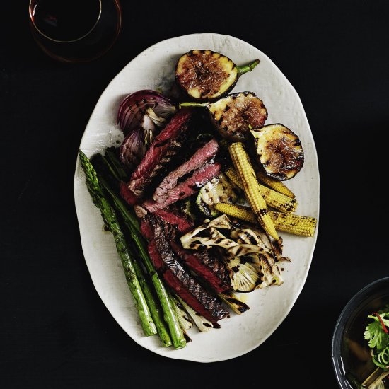 Char-grilled beef and Asian veggies