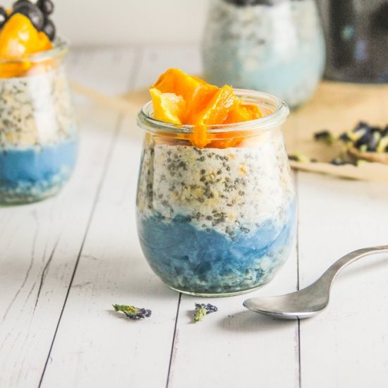 Overnight Oats | Butterfly Pea Tea