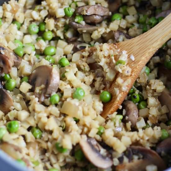 Mushroom Cauliflower Rice Risotto