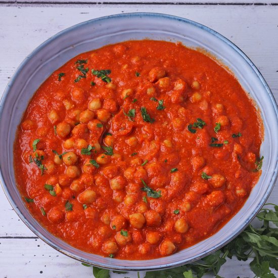 Saucy chickpeas romesco