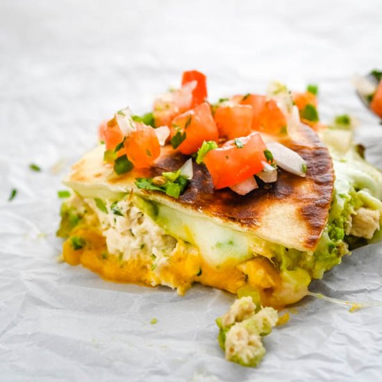 Cheesy Avocado Tuna Melt Quesadilla